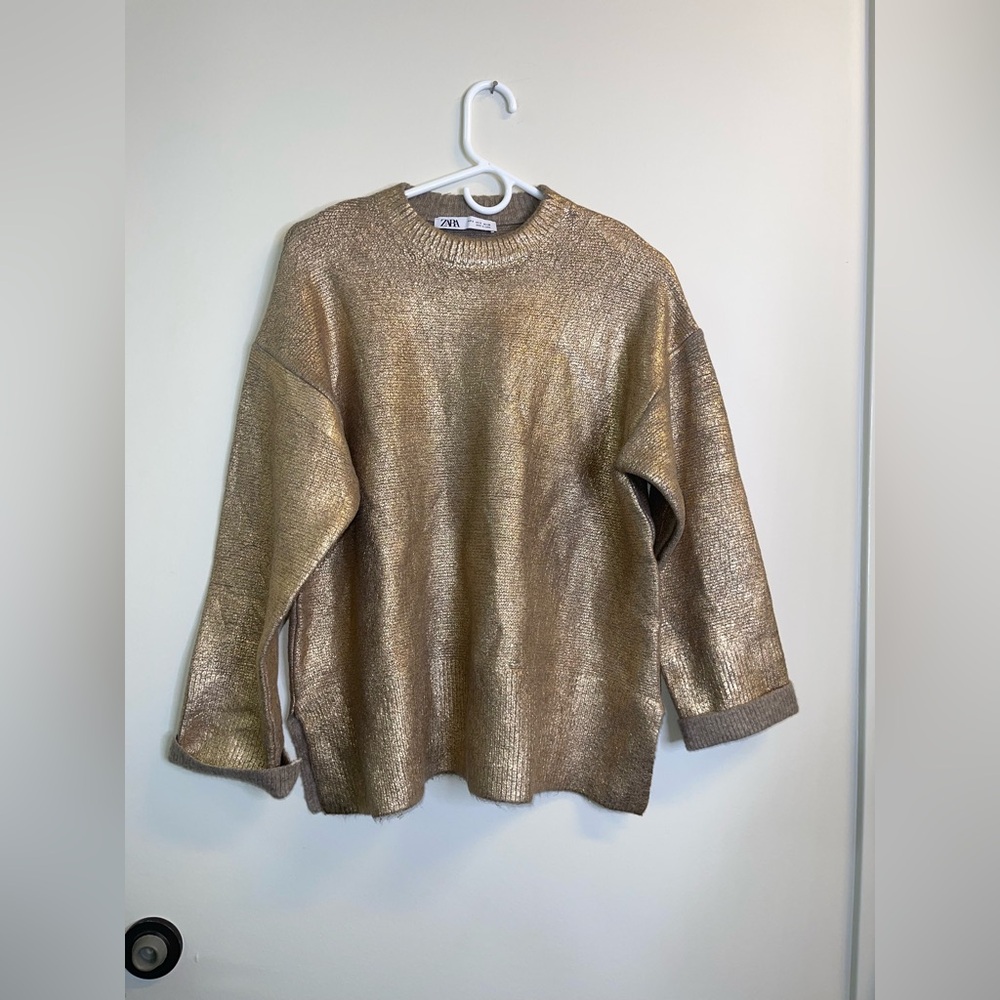 Zara Metallic Gold Sweater